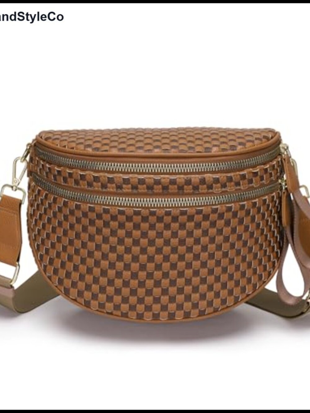 Woven Vegan Leather Crossbody Bum Bag with Adjustable Strap